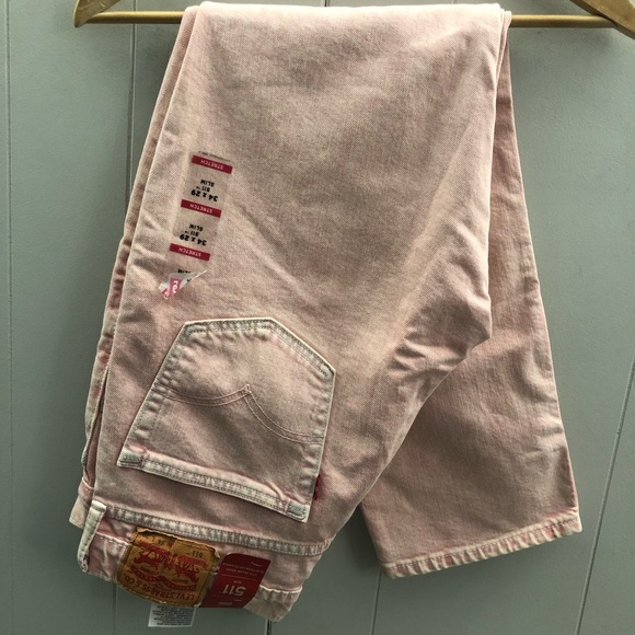 Men’s Levis 511 Sz 34/29 Pink Slim Fit Jeans - Picture 10 of 16